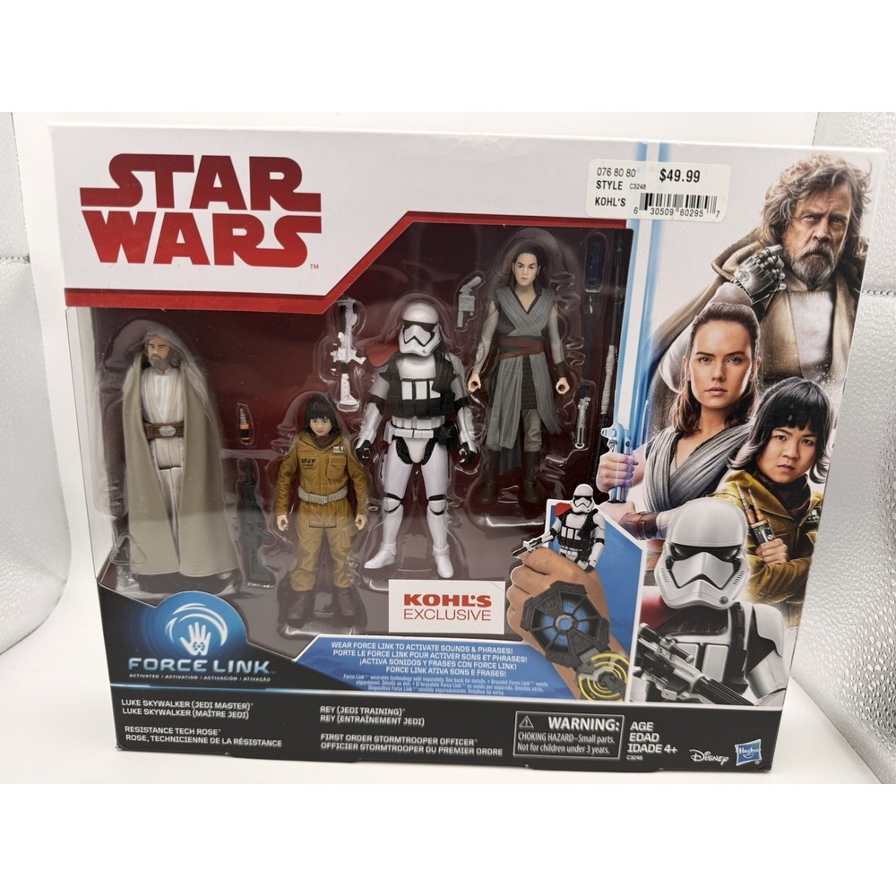 Star Wars Force Link 4Pack-Kohl's Excl-Luke-Rey-ResistanceTech-Stormtrooper S1